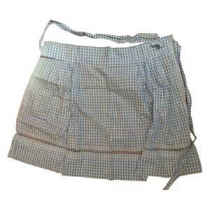 Blue Gingham Vintage Waist Half Apron Hand-Stitched Detailing & Pocket